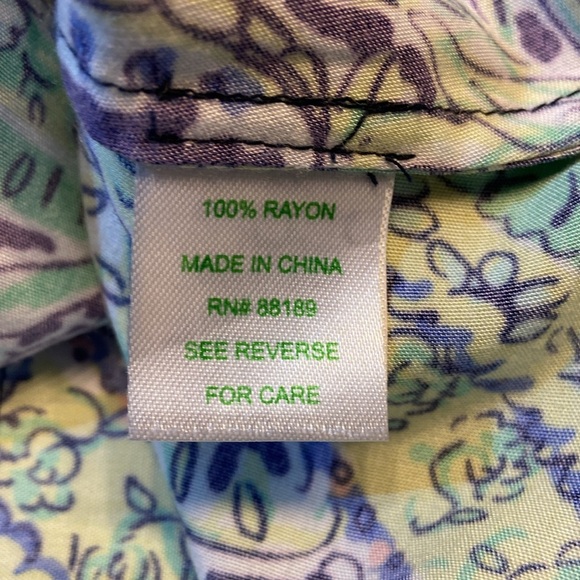 Lilly‎ Pulitzer Cap Sleeve Tunic Blouse XSMALL Alligator Tropical Colorful Rayon - Picture 6 of 7